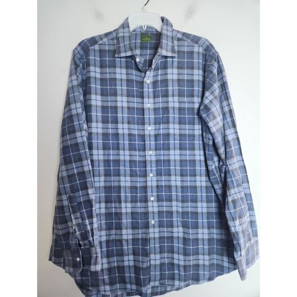 Sid Mashburn Men Blue Plaid 100% Cotton Button Down Sports Shirt size XL - Picture 6 of 12